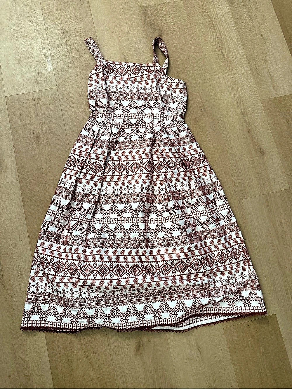 Antonio Melani Geometric Maxi Dress in White & Red Like New